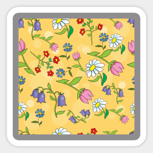 flowers on a yellow background Sticker